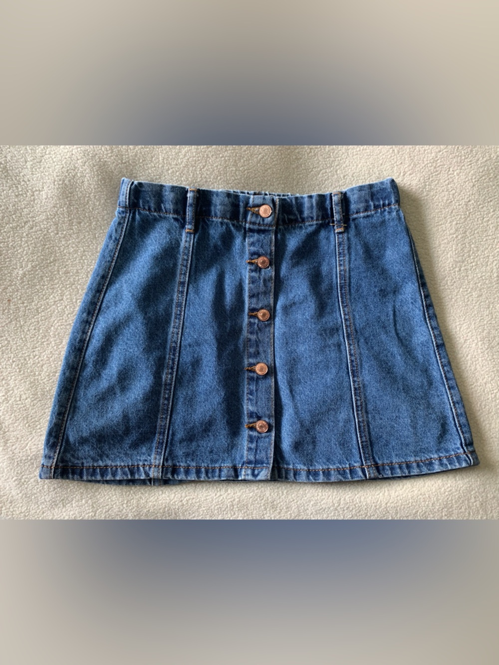 Forever 21 Blue Button-Front Denim Mini Skirt